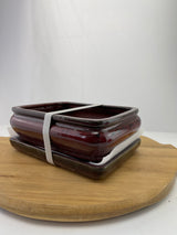 Ceramic Pot with Humidity Tray - Medium Flat Red Rectangle